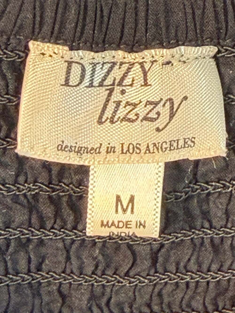 Dizzy Lizzy Black Smocked Waist Cotton Midi Dress Size M - Picture 2 of 9